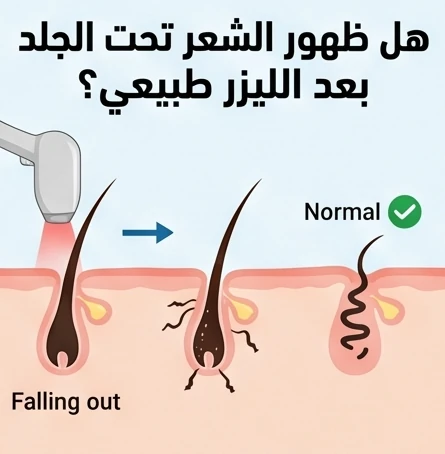 هل ظهور الشعر تحت الجلد بعد الليزر طبيعي؟